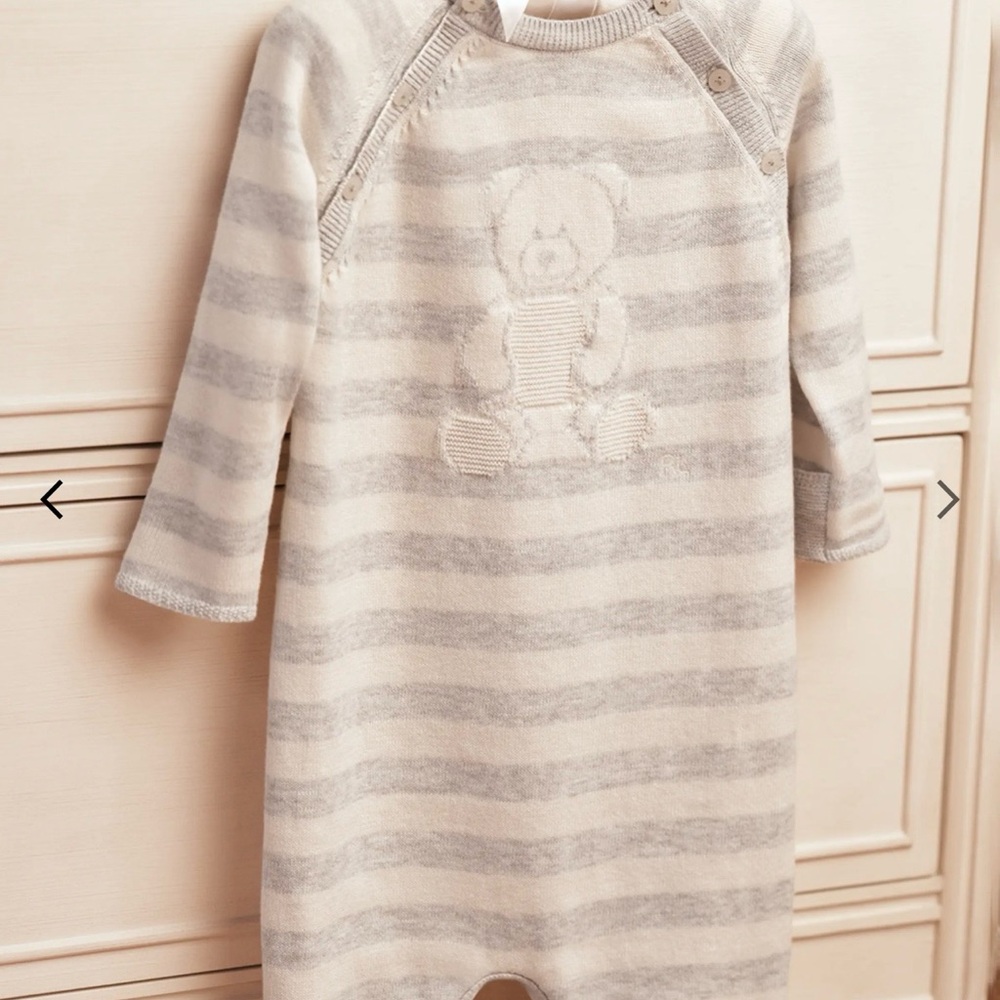 SOLD!! Polo by Ralph Lauren baby’s striped cotton bear onesie